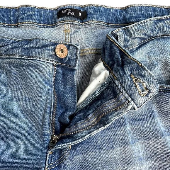 Stitch Star Plus Size 18 Distressed High Rise Skinny Jeans EUC Cotton Blend - Picture 6 of 13